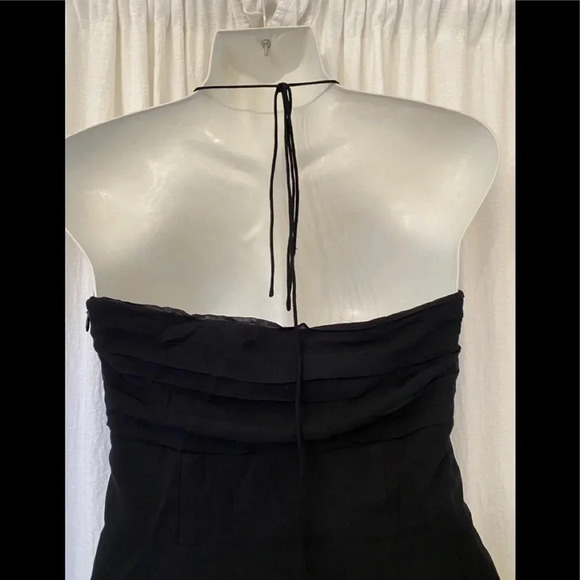 Ann Taylor Loft Black Cocktail Spaghetti Halter Tie Neck Chiffon Dress S… - Picture 5 of 10